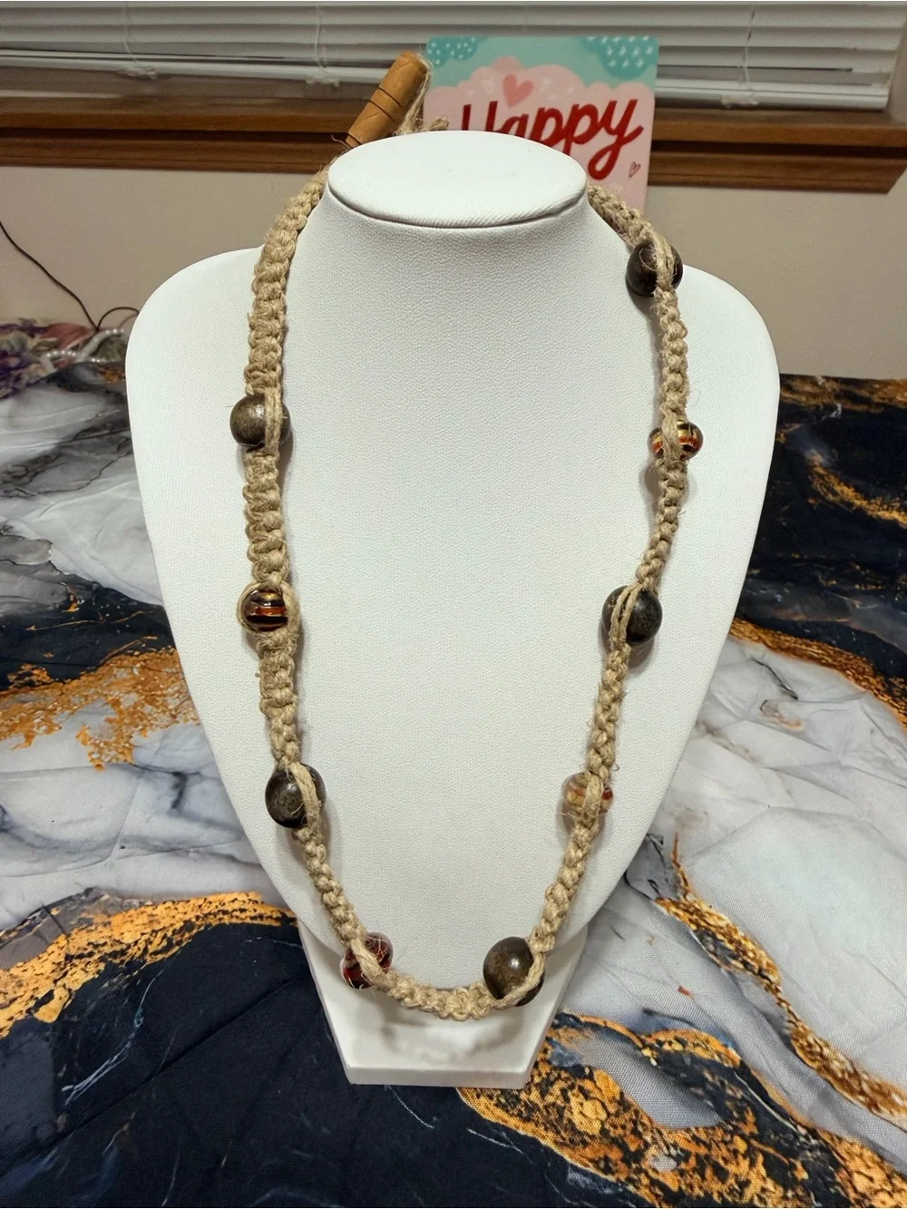 Men’s vintage rope/wood necklace